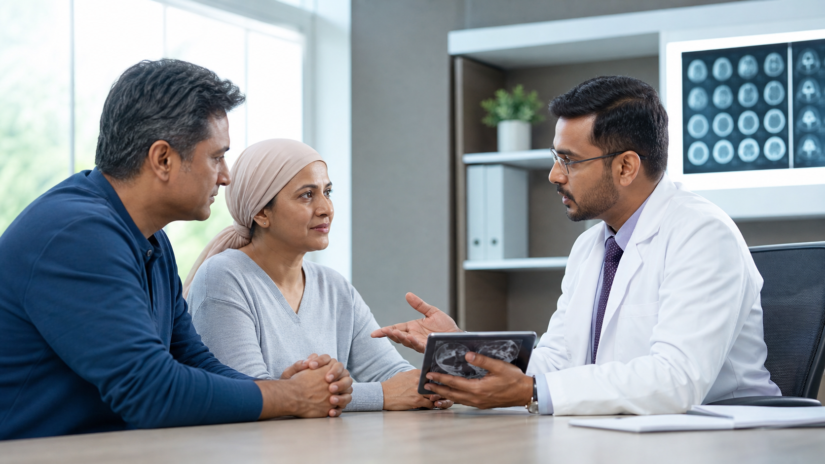 Oncology doctor consulting an international patient for cancer treatment in India